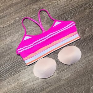 Lululemon Sz 10 Pink/Orange Flow Y Bra IV w/ PADS!